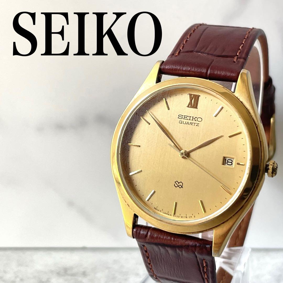稼働品　SEIKO キングクォーツ　ゴールドケース　デイデイト　腕時計　メンズ 稼動品 SEIKO セイコー 逆輸入モデル デイト ゴールドケース