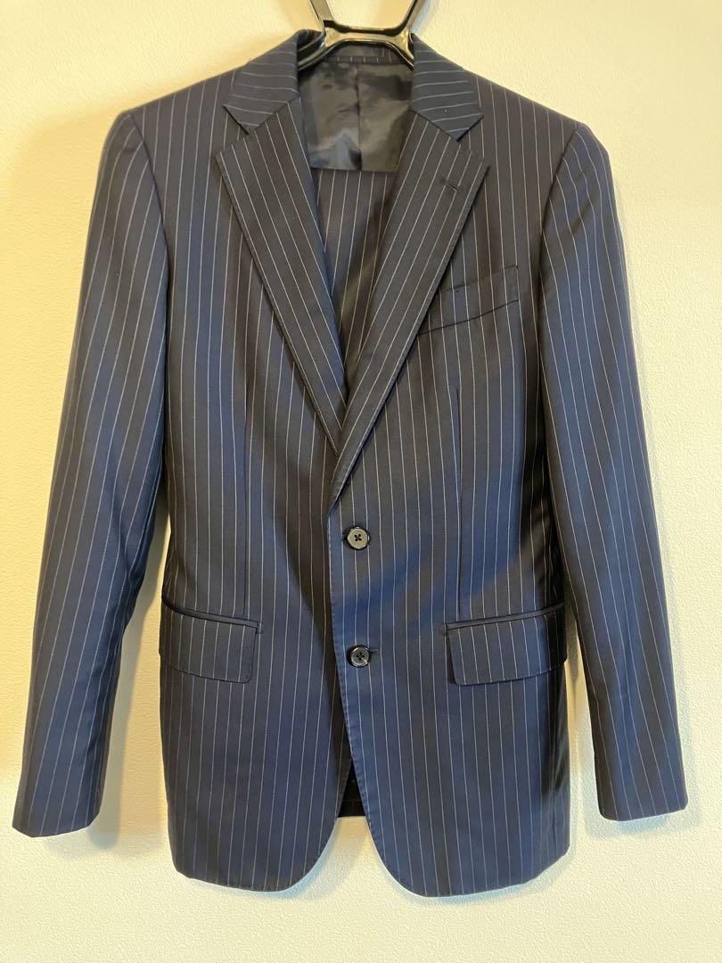 バーニーズニューヨーク バルベラ スーツ ネイビー ストライプ XL イタリア製 スーツ ”MANHATTAN”（2197891）｜BARNEYS NEW YORK(バーニーズ