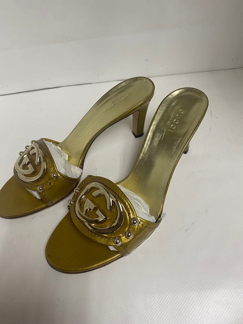 GUCCI ゴールド ハイヒールサンダル GUCCI ゴールド ハイヒールサンダル