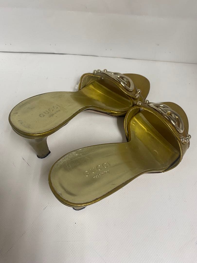GUCCI ゴールド ハイヒールサンダル GUCCI ゴールド ハイヒールサンダル