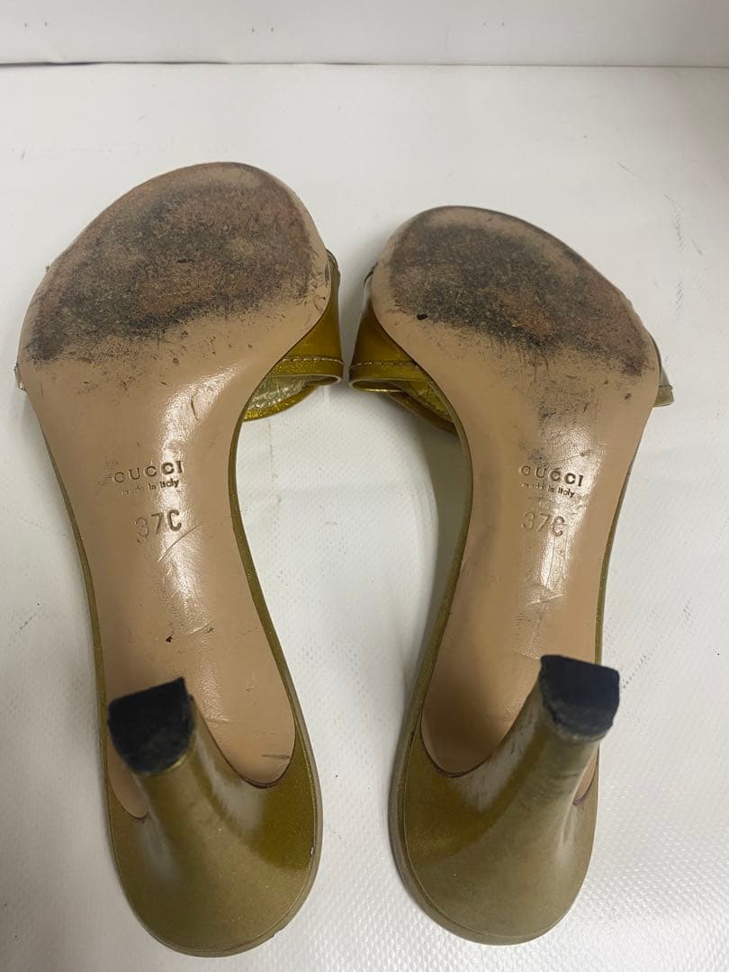 GUCCI ゴールド ハイヒールサンダル GUCCI ゴールド ハイヒールサンダル