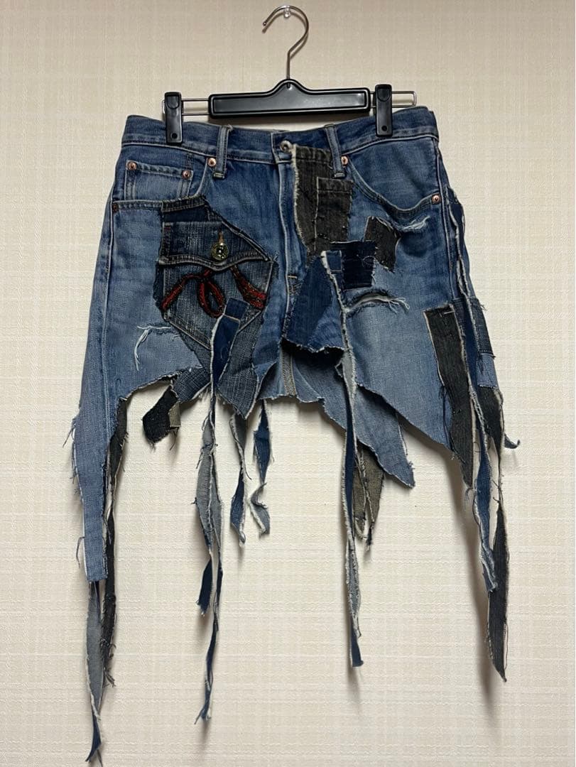 リメイクデニムスカート/グランジ/y2k GARULAリメイクデニムスカート dia系 GARULA ガルラ グランジ y2k 平成