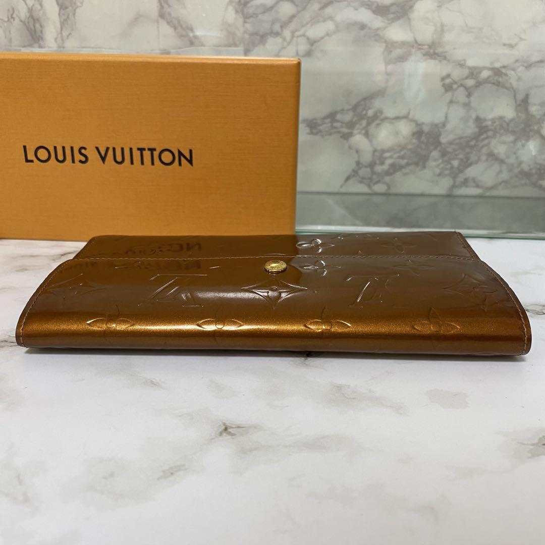 LOUIS VUITTON ルイヴィトン 長財布 ヴェルニ ブラウン エナメル
