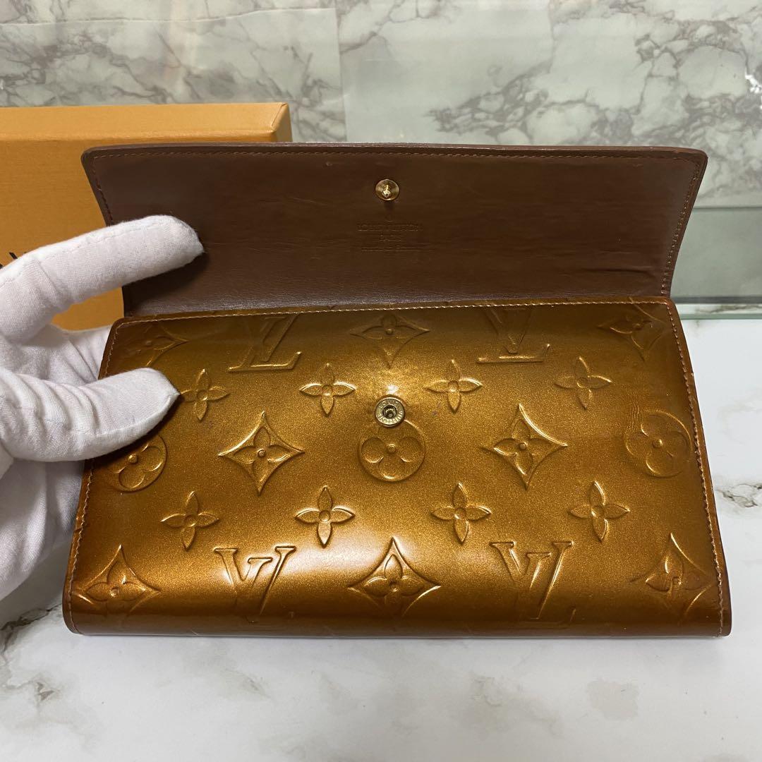 LOUIS VUITTON ルイヴィトン 長財布 ヴェルニ ブラウン エナメル