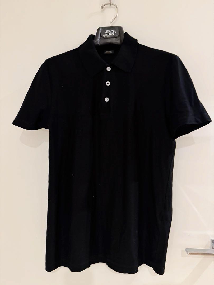 超美品！ブリオーニ黒 コットン ポロシャツ 48サイズ　Brioni