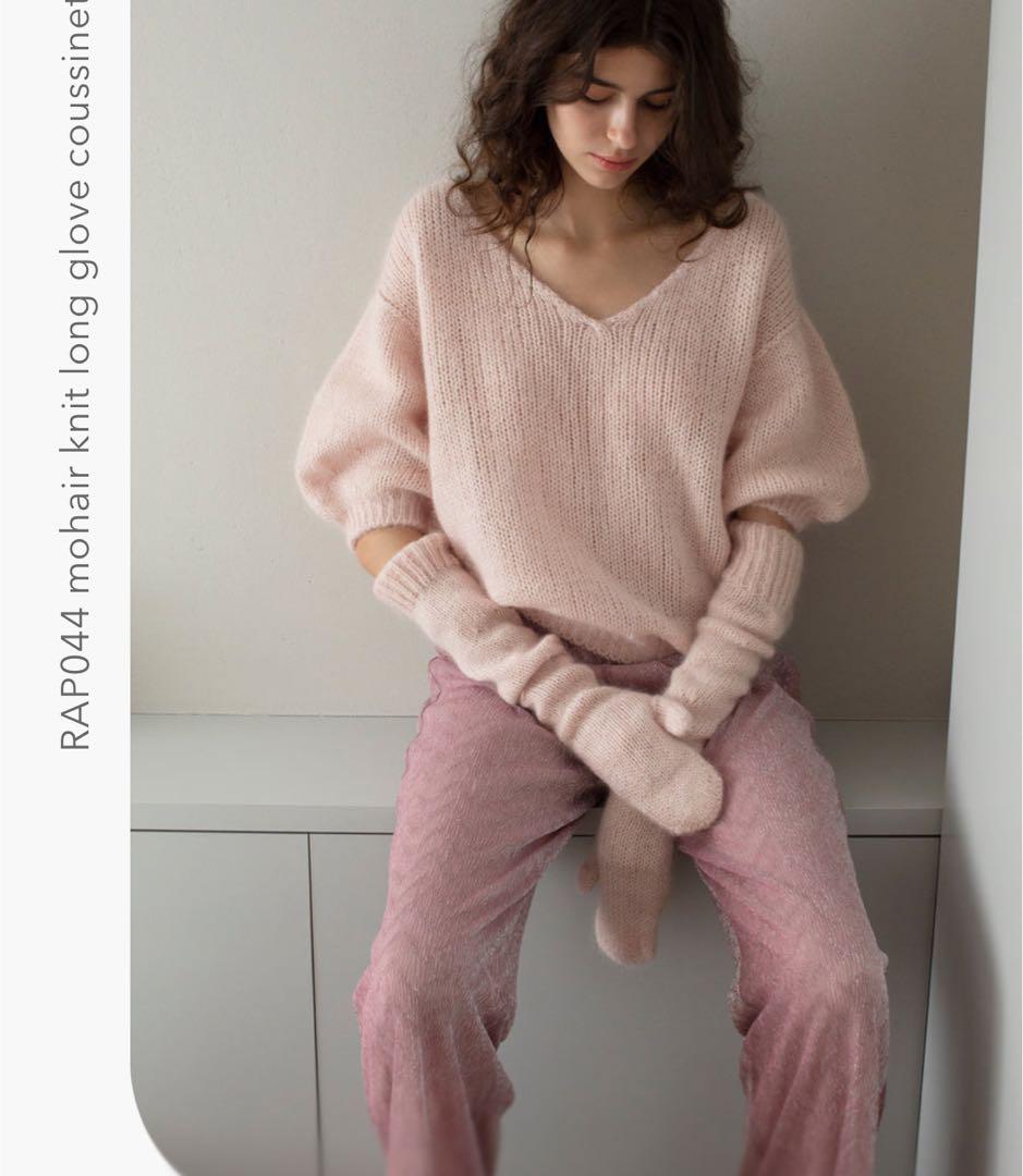 小物 mohair knit long glove / coussinet