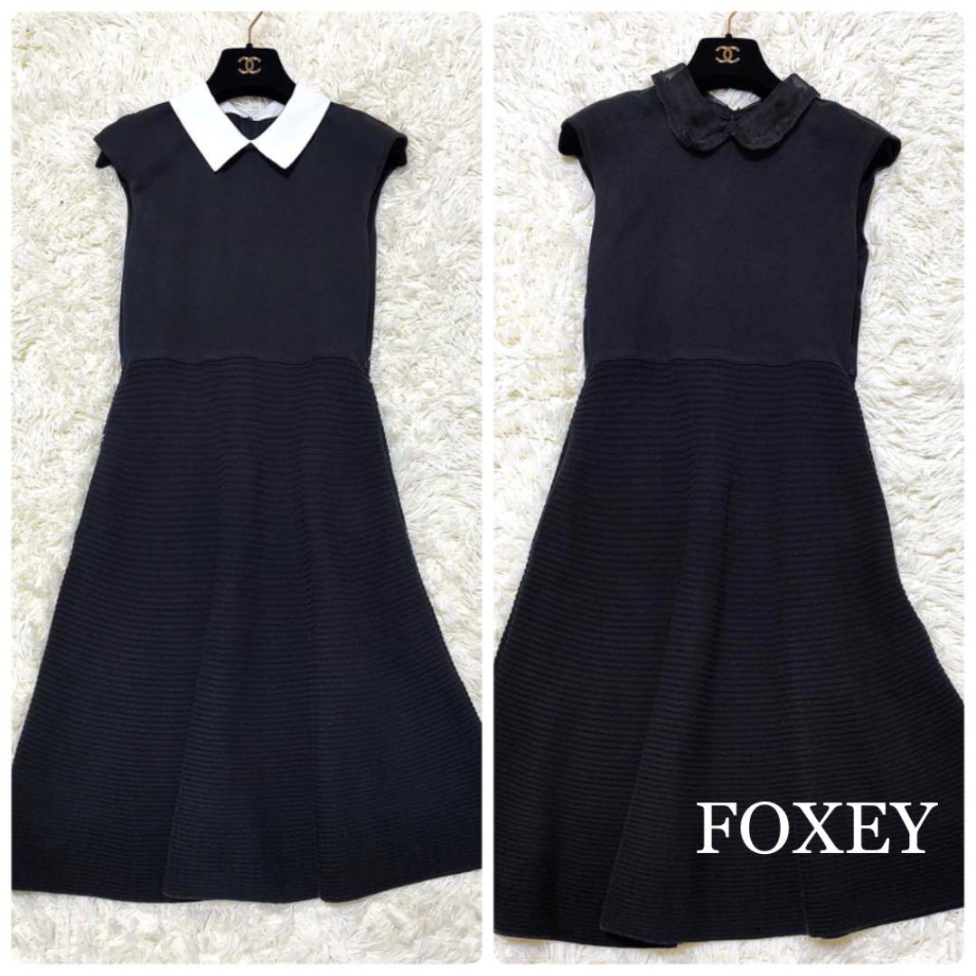 21217円 代引き手数料無料 FOXEY フォクシー 高級 フレンチノーブルワンピース 白襟 M
