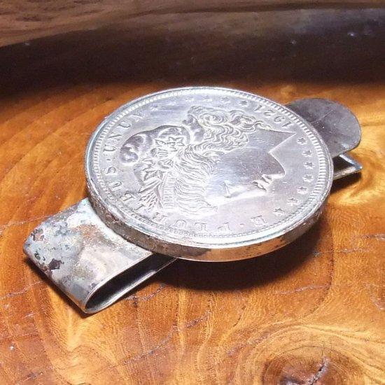 ヴィンテージ コインシルバー1921年 モルガンコインマネークリップ39.4g