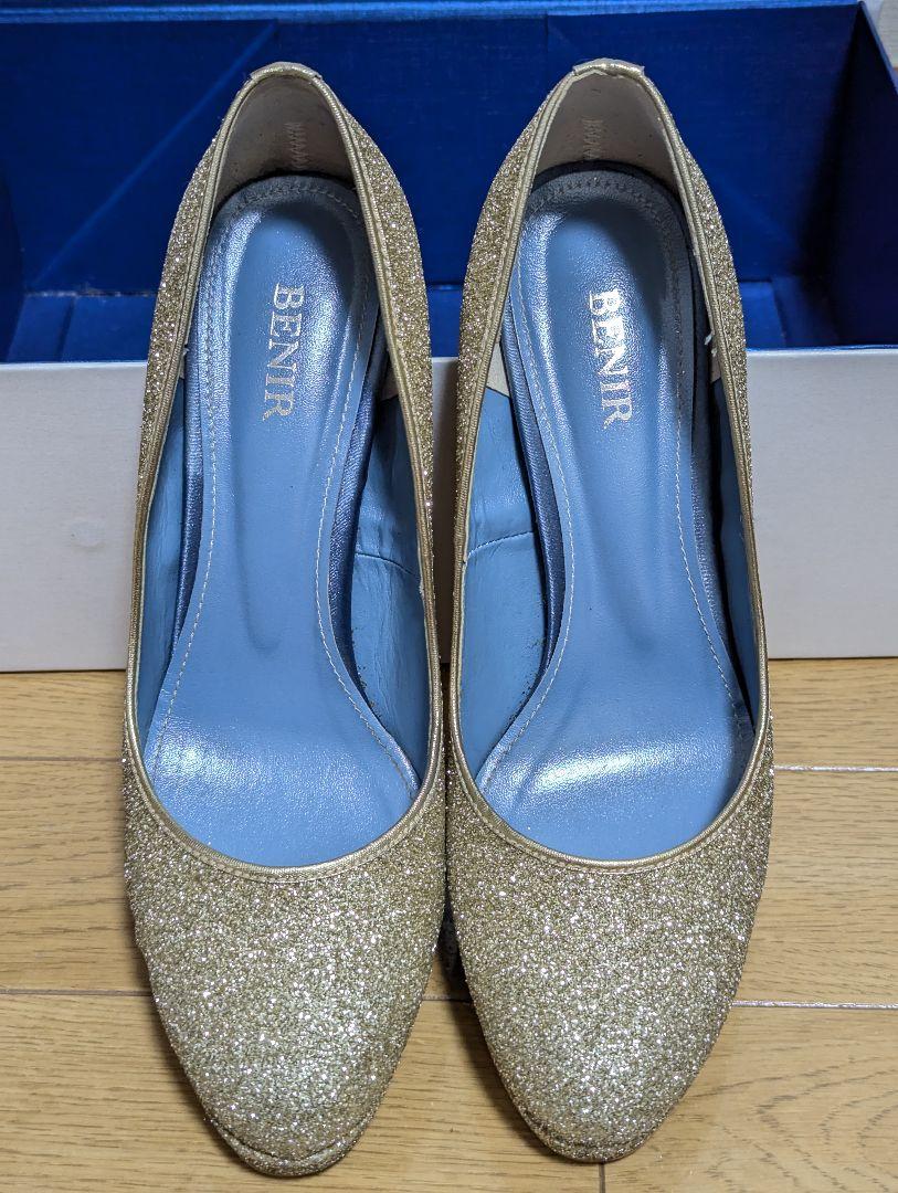 【美品】BENIR ウエディングシューズ　グリッター 37(24.0) ファーストオーナー☆BENIR ベニル ウェディングシューズ