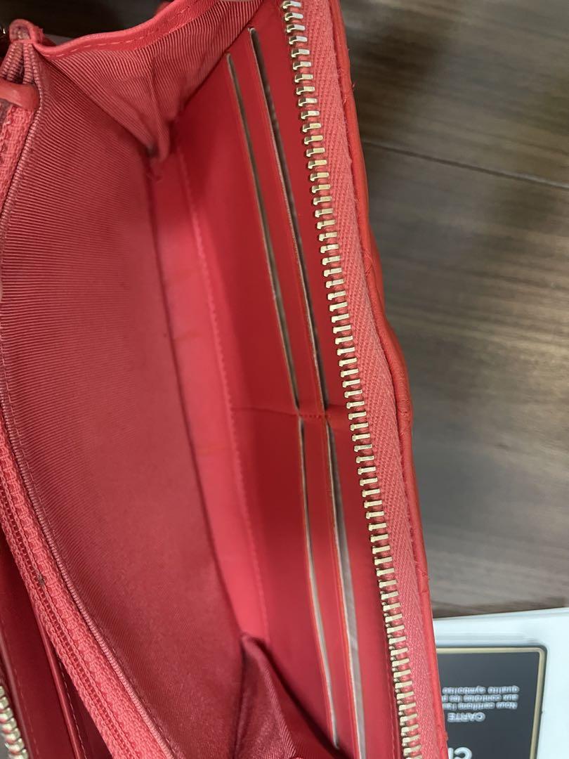 低価格 CHANEL シャネル 長財布 マトラッセ オレンジレッド ラムスキン 小物