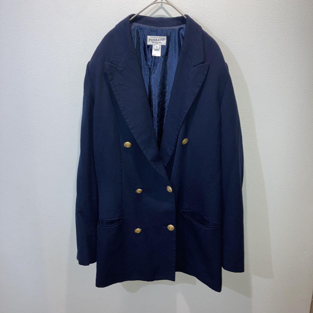 古着　USA製　PENDLETON ペンドルトン　ダブル紺ブレザー