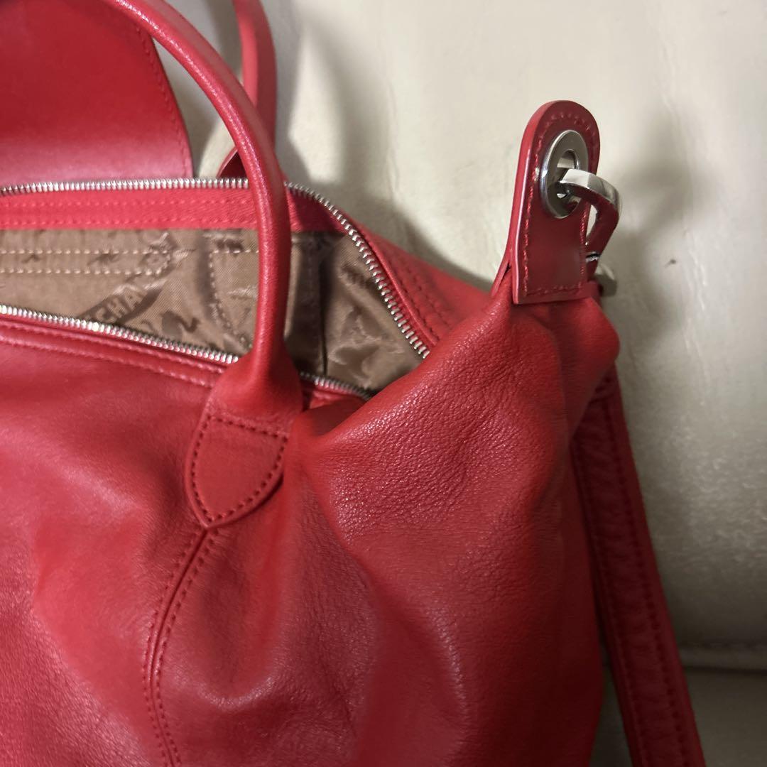 【美品】LONGCHAMP ル・プリアージュ 2way レザー 赤