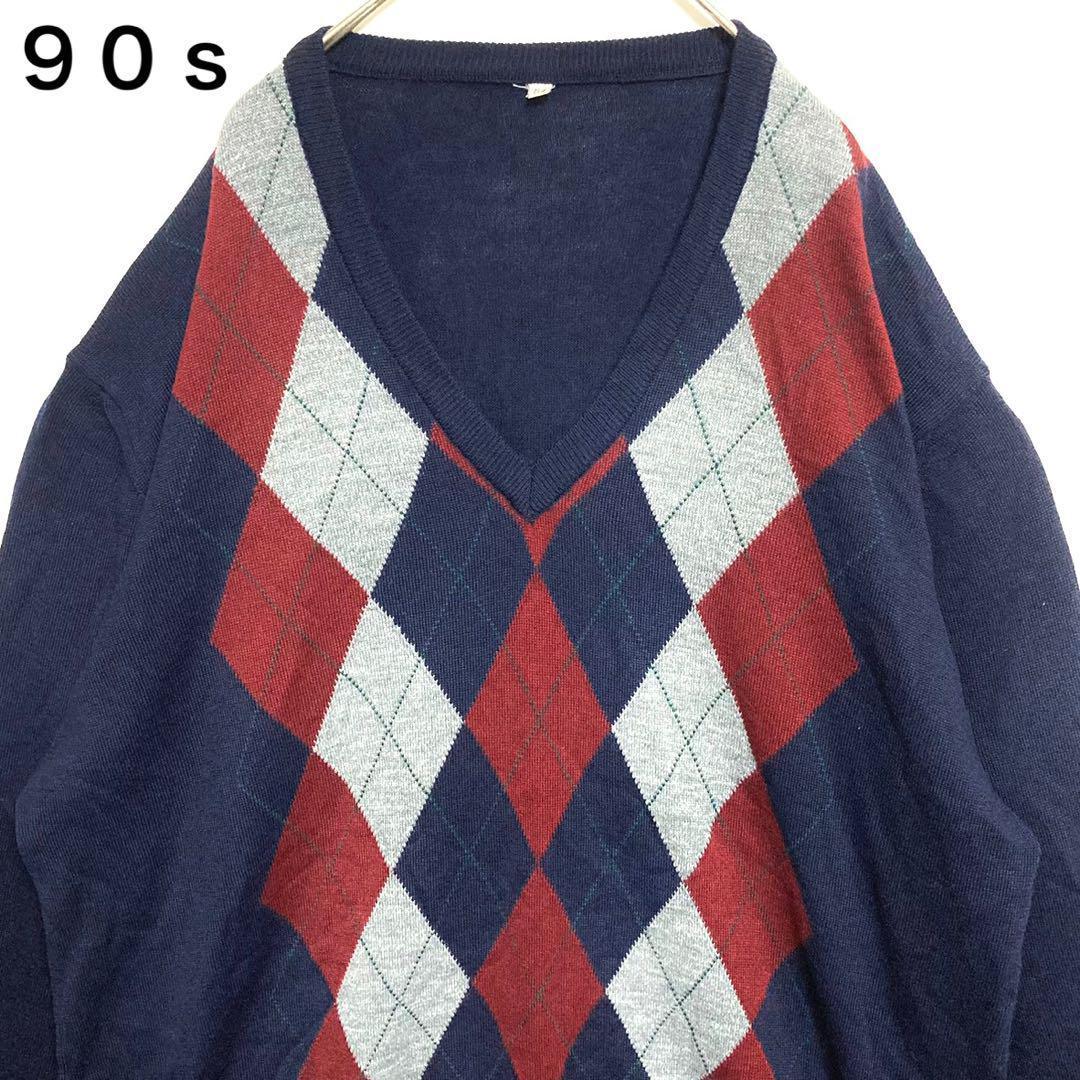 コンビニ受取対応商品 レア◎90s◎イタリア製◎ニット◎紺×赤×白