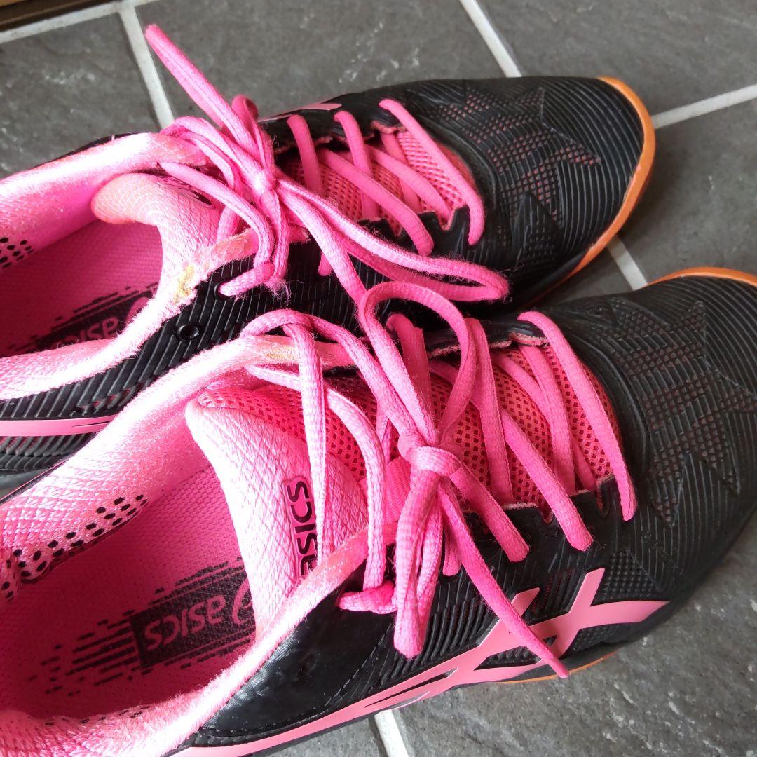 ASICS テニスシューズ アシックス ブラック/ピンク 25.5cm 黒