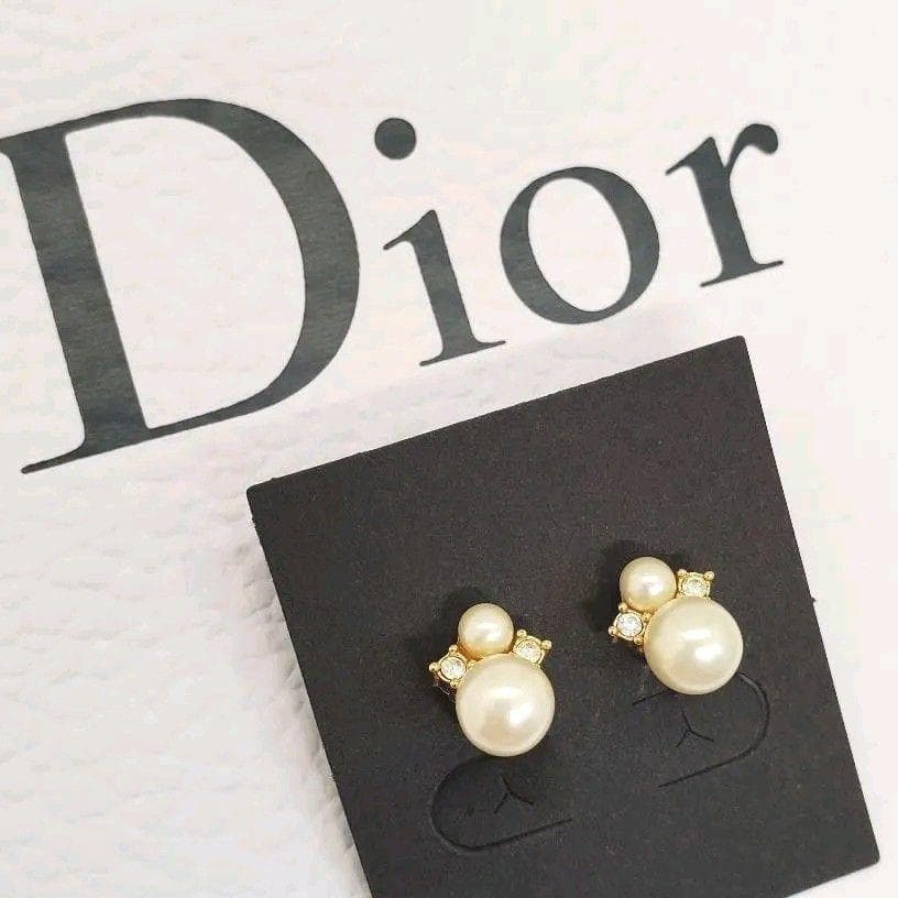 美品】Dior イヤリング パール ラインストーン ゴールド メッキ GP