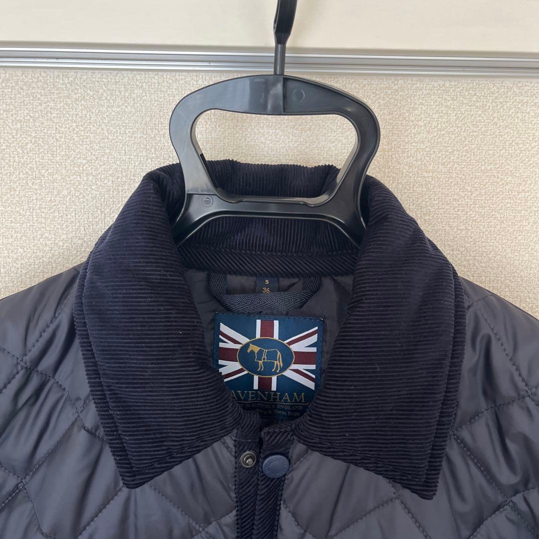 ラベンハム 英国製キルティングジャケット 36 S ネイビー ダウン コート紺色
