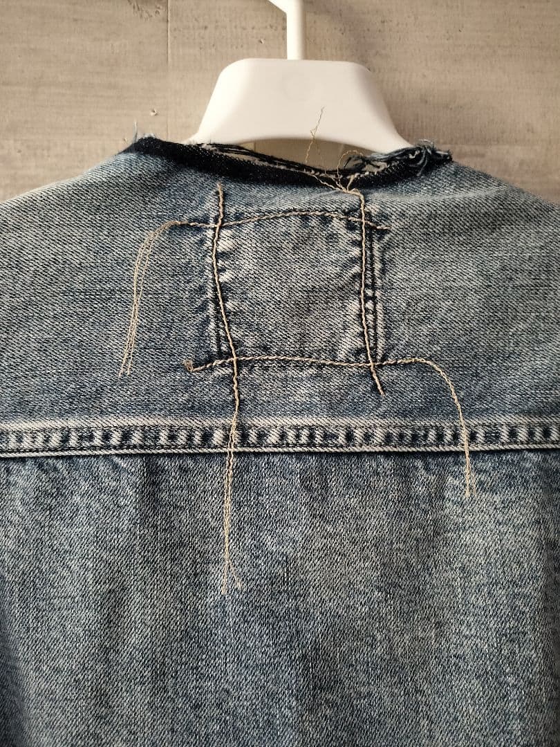 KURO ノーカラーデニムジャケット クロ Gジャン デニム KURO ノーカラーデニムジャケット クロ Gジャン デニム