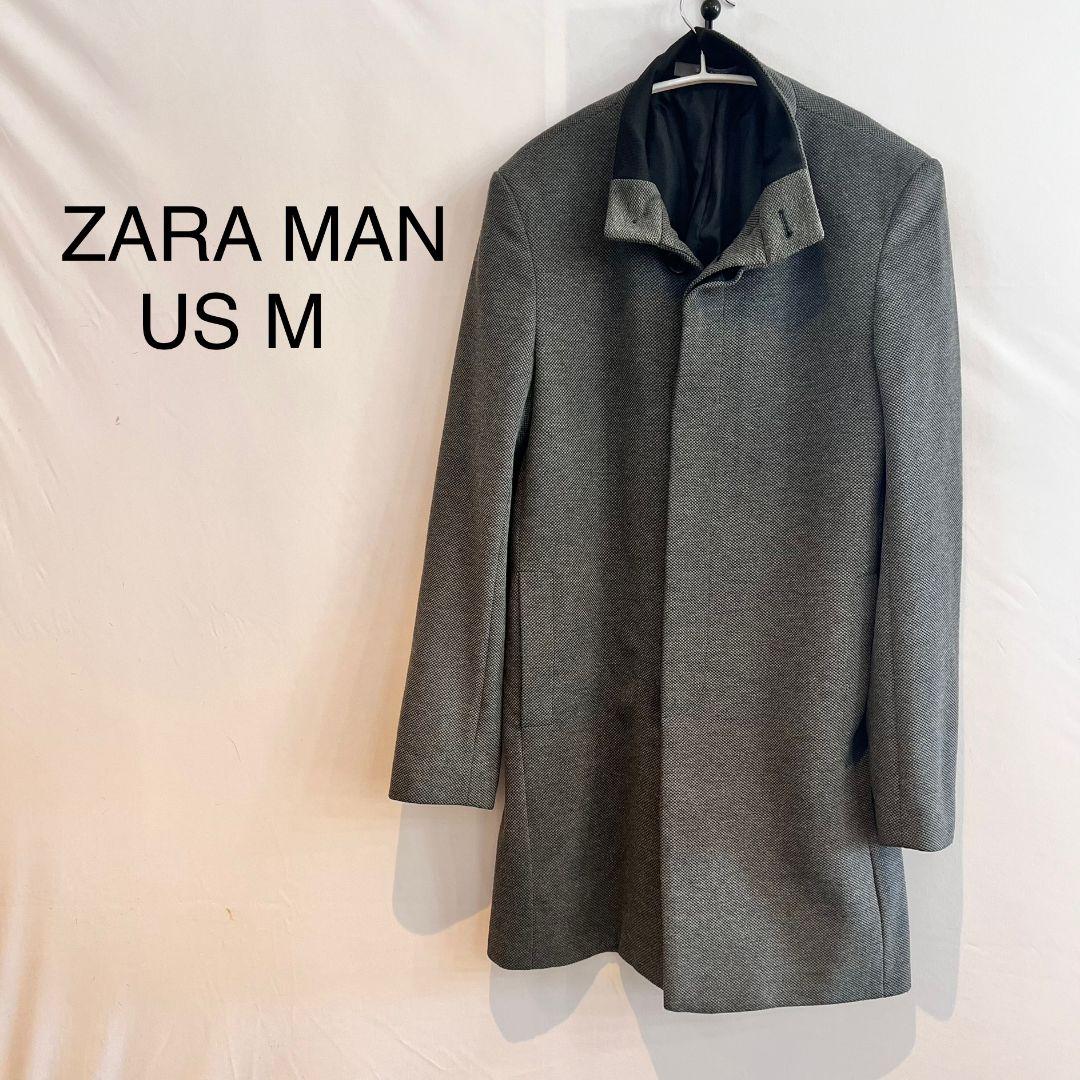 M480 ザラ ZARA MAN コート US M グレー 比翼ボタン