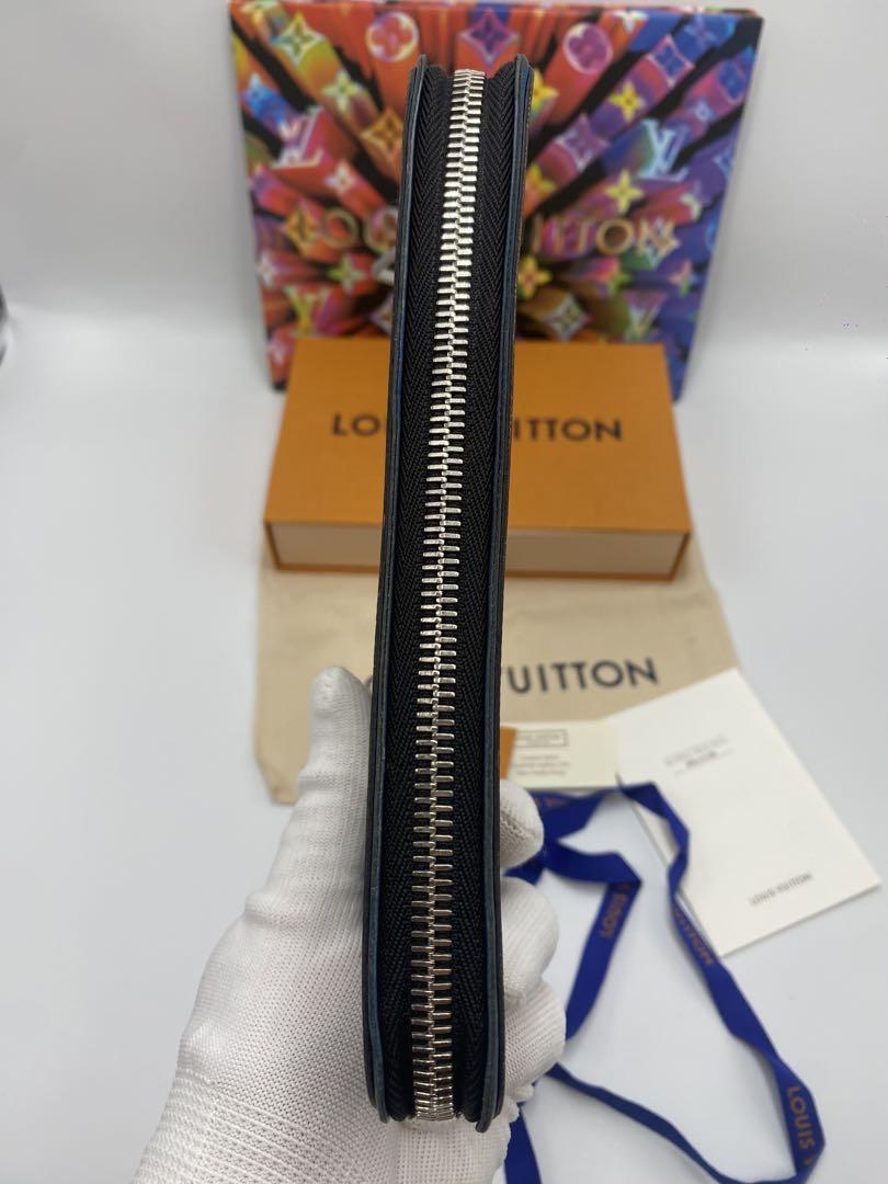 ルイヴィトン　ヴェルティカル ダミエ グラフィット 青ラウンドファスナー 長財布