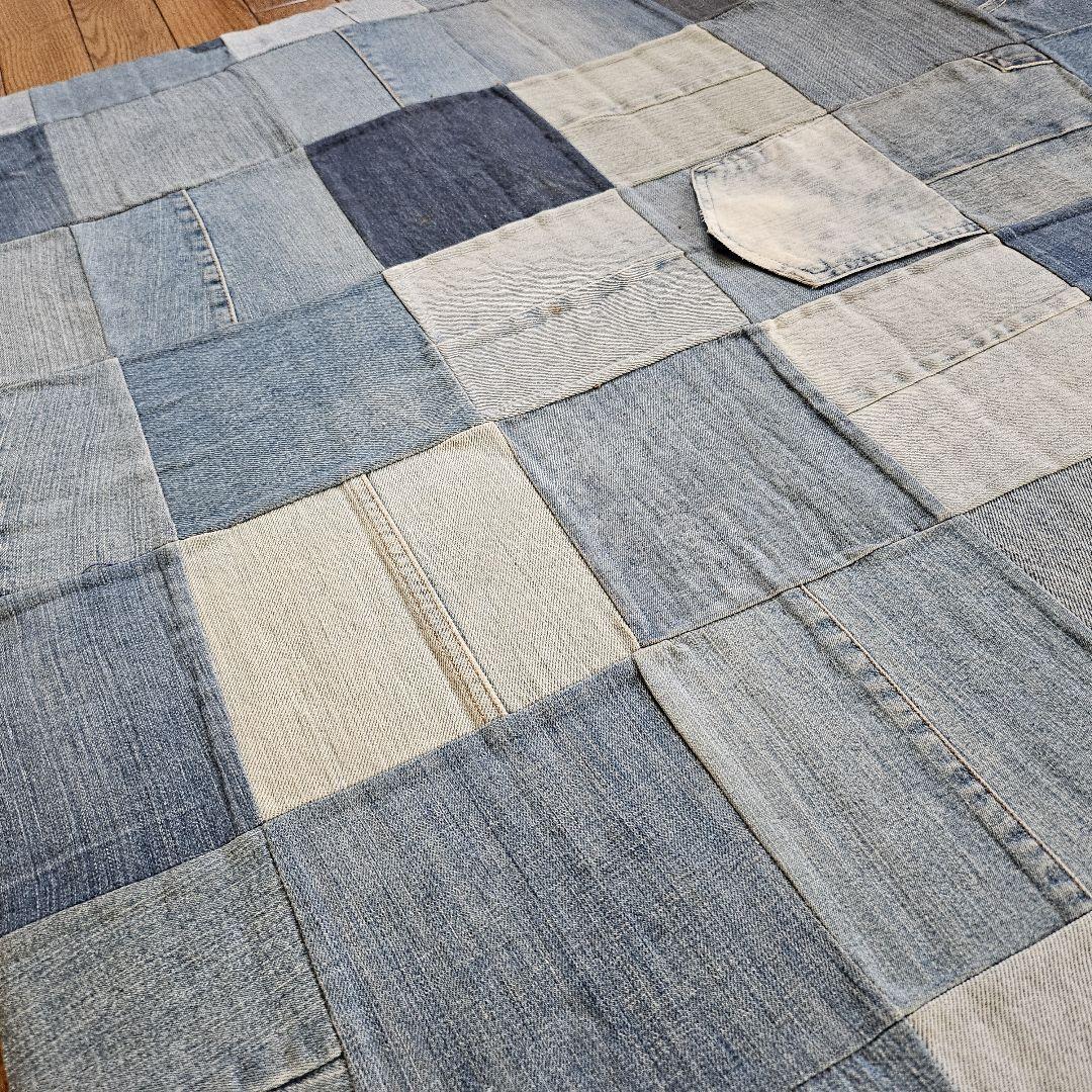パッチワーク デニムラグ ヴィンテージ風 200×140cm カーペット 西海岸