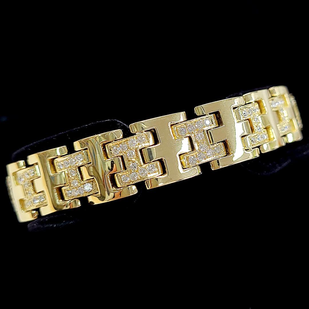 オシャレな資産！ 18金 K18YG 2ct ダイヤモンド ブレスレット 鑑