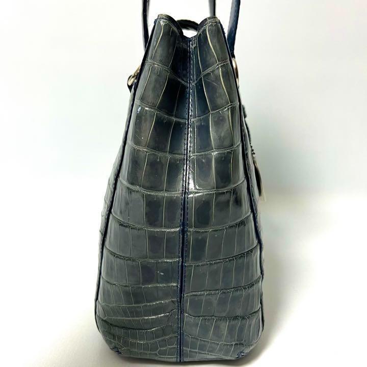 【最高級革 クロコダイル】SANPO サンポー 三宝 シャイニング くすみブルー