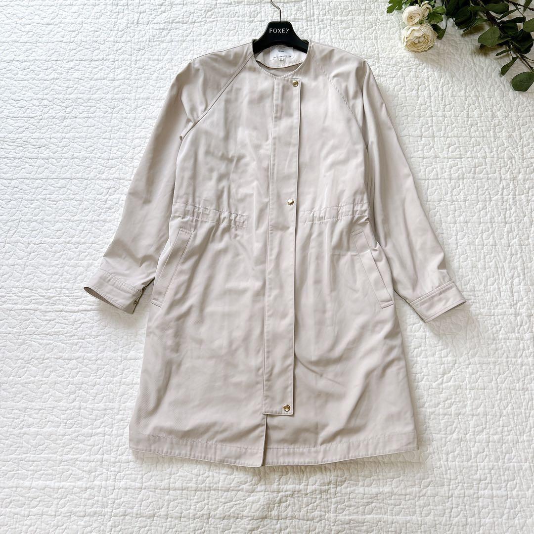 極美品✨ 23区 ライトツイルノーカラーコート 撥水加工 ベージュ S