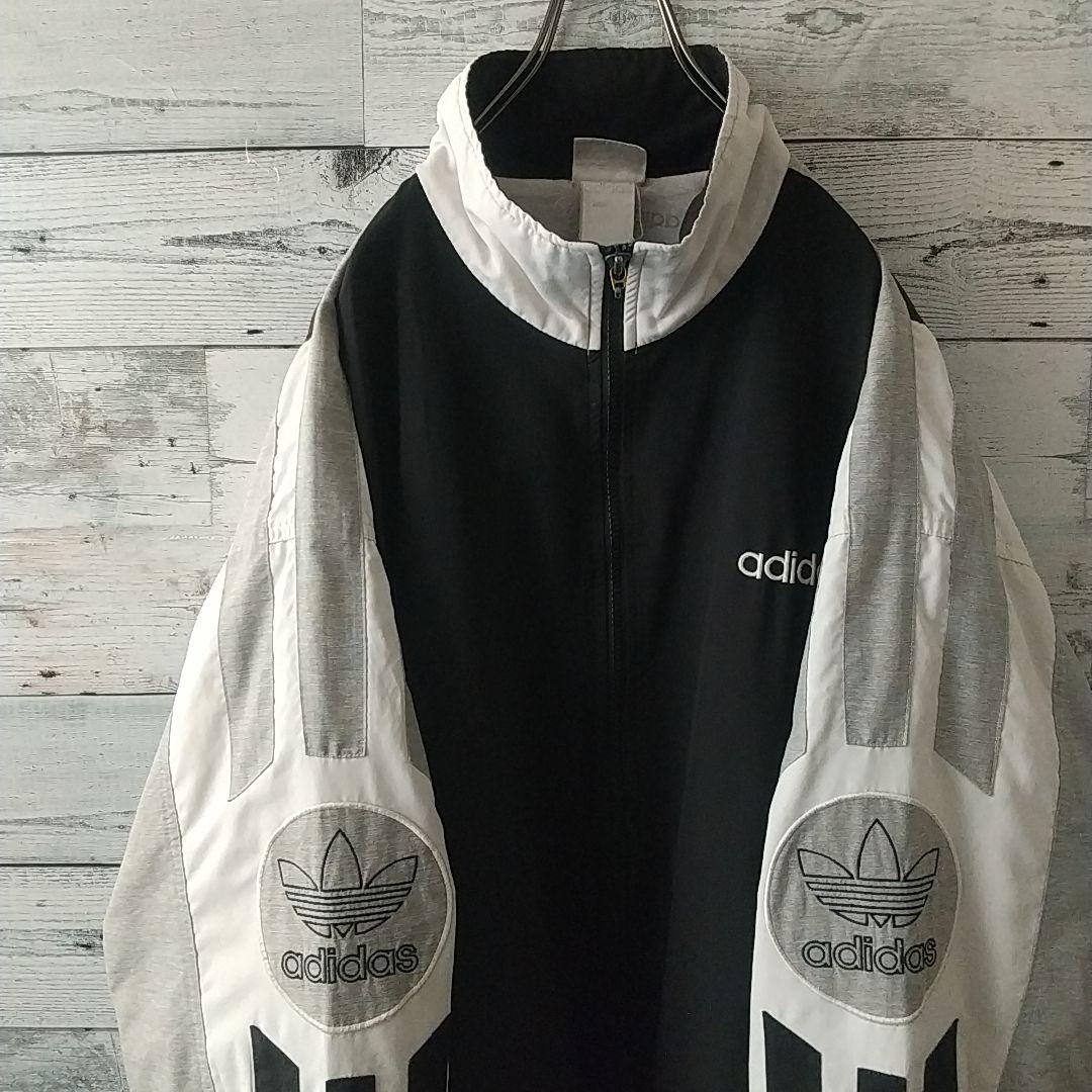 90s アディダス 刺繍ロゴ アームロゴ トラックジャケット XL～3L