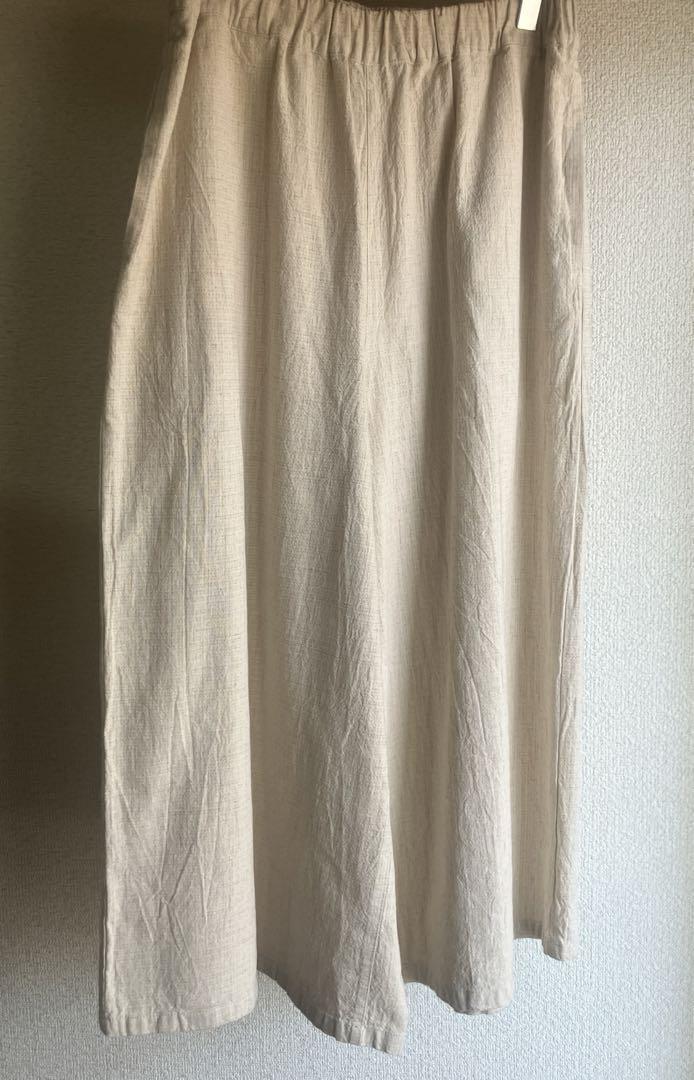 最終値下げ【美品】plantation メランジクロス　ワイドパンツ