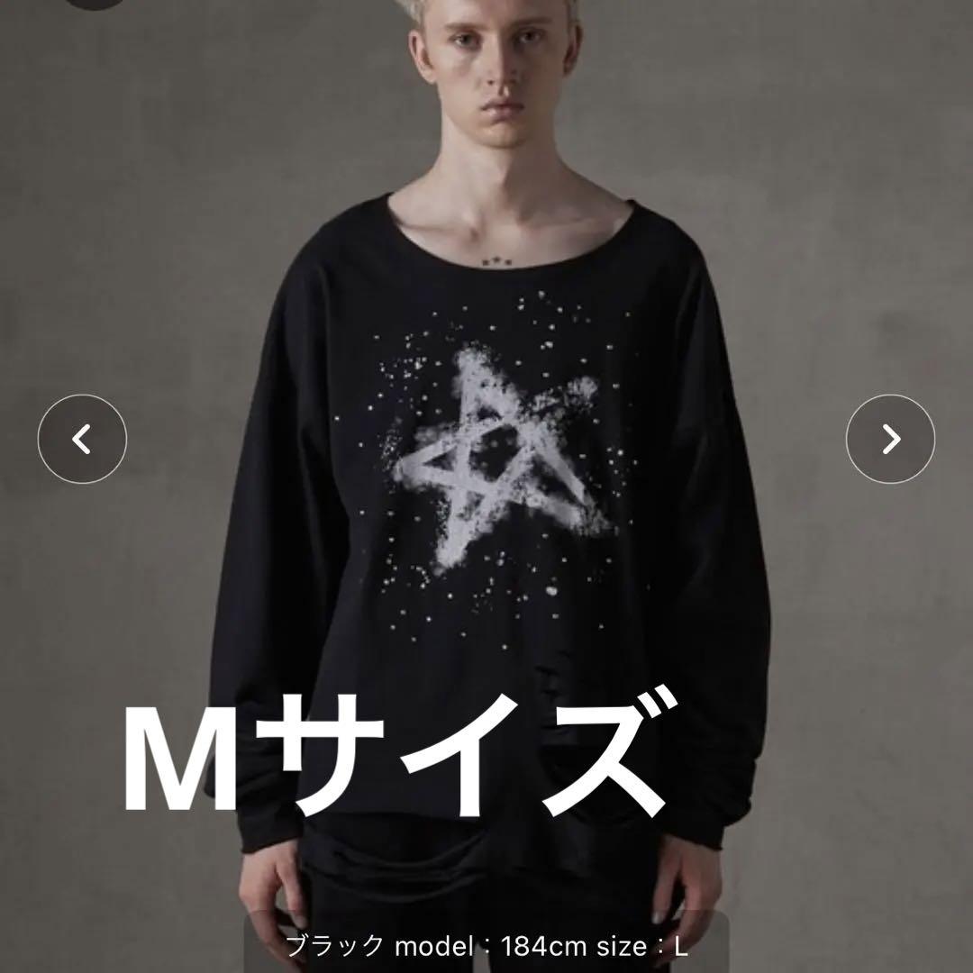 GRANCY】ラインストーンデザイン グラフィックダメージ ロンT M