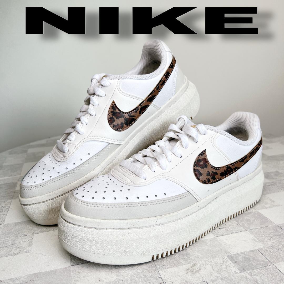 国内配送★NIKE★W コート ビジョン レオパード柄 ♪ NIKE ナイキ コート ビジョン アルタ 厚底 レオパード柄
