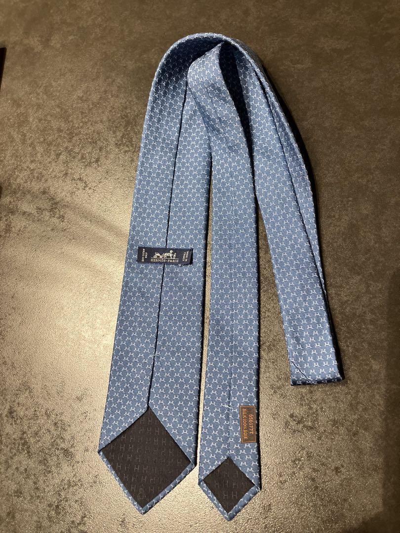 HERMES シルク ネクタイ 青
