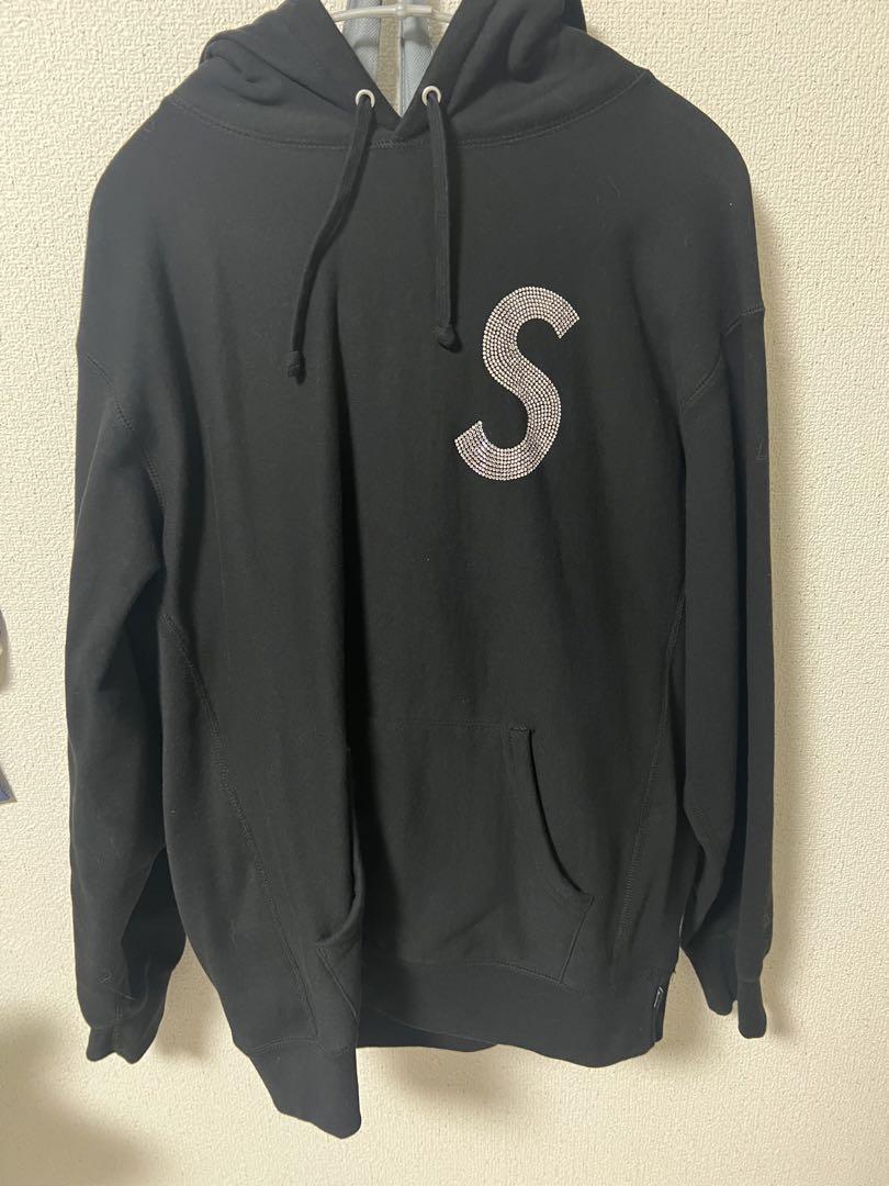 美品　supreme × swarovski S logo hoodie