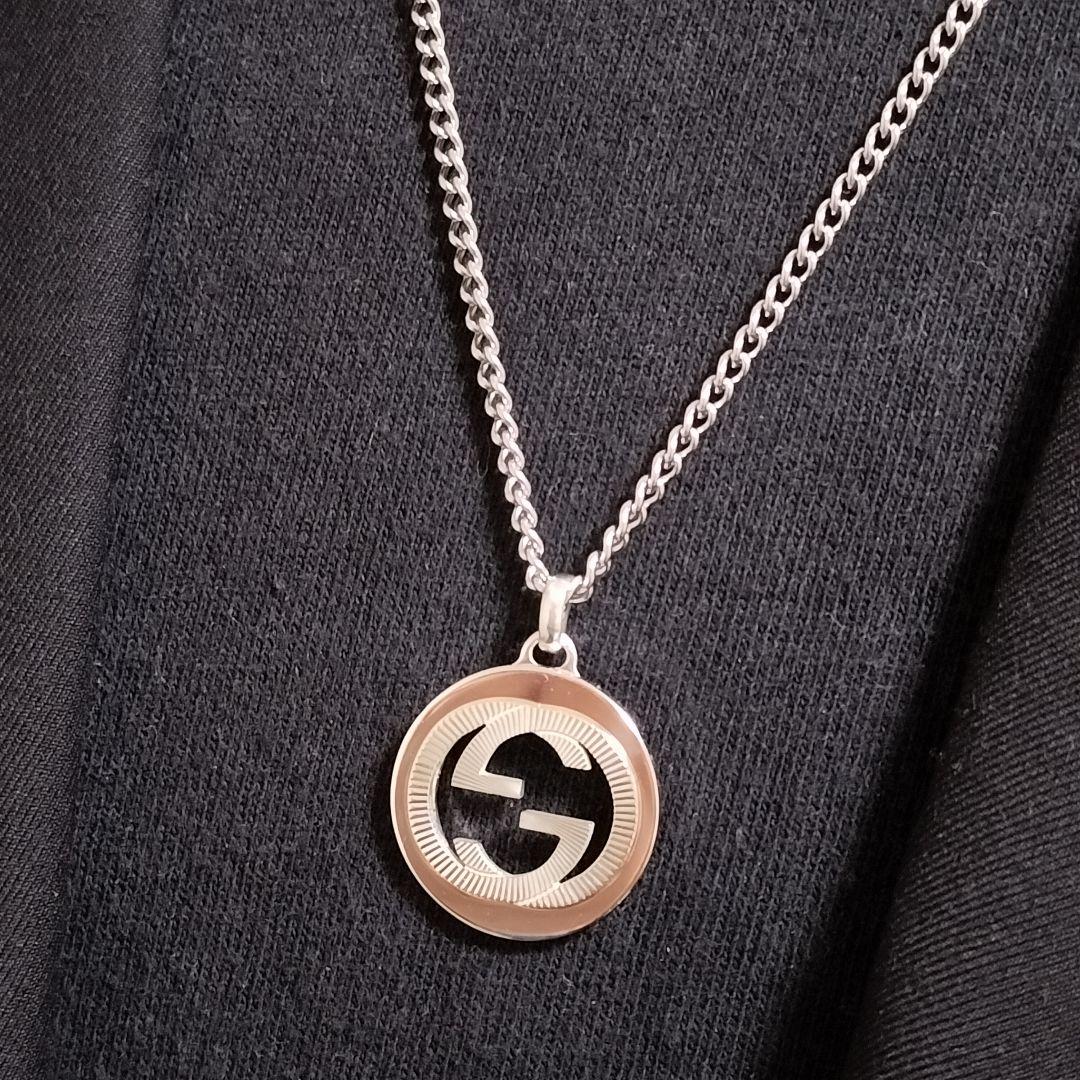 グッチ インターロッキングG ネックレス トップ シルバー GG ギョーシェ