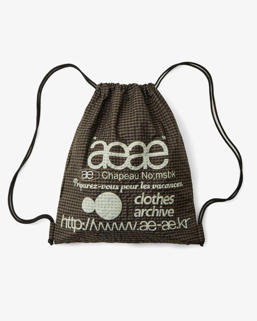 【新品未使用】aeae ナップサック　ブラウン・チェック柄 韓国 新品】aeae ナップサック ジムサック チェック ブラウン - メルカリ