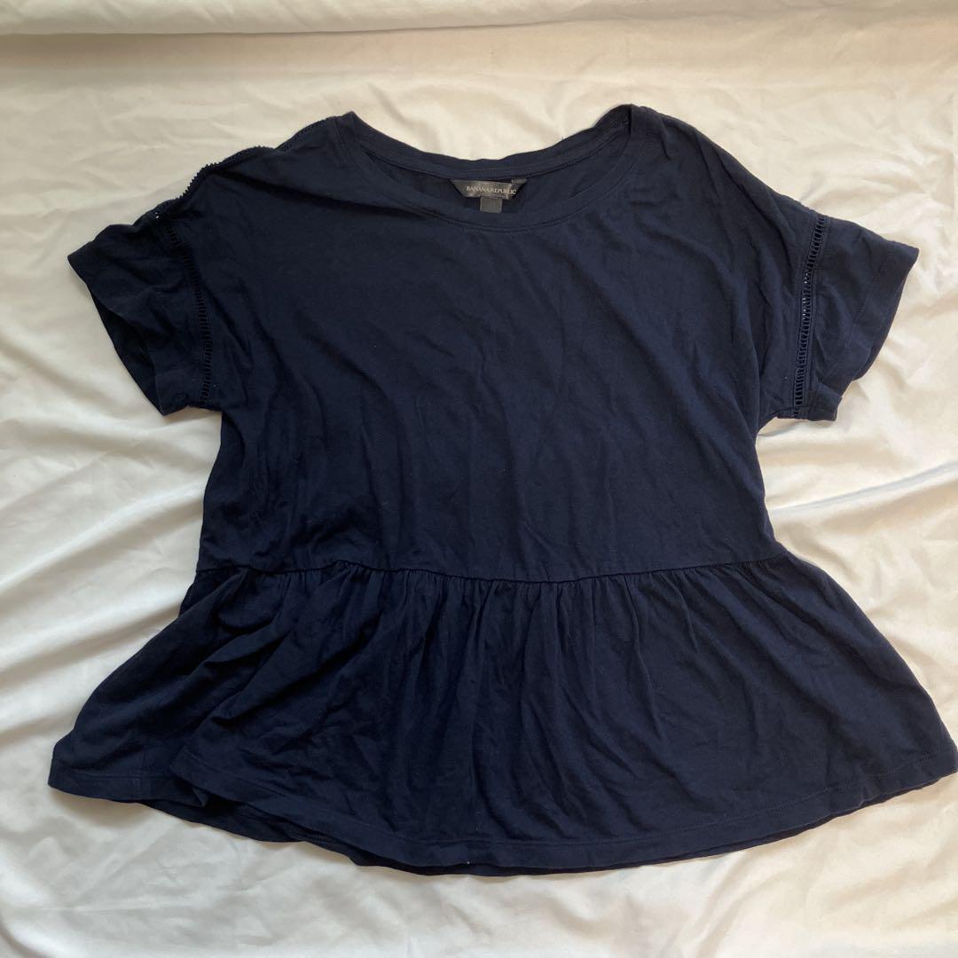 Banana Republic ノースリーブペプラムチュニック BANANA REPUBLIC ネイビー チュニック ペプラム トップス XS
