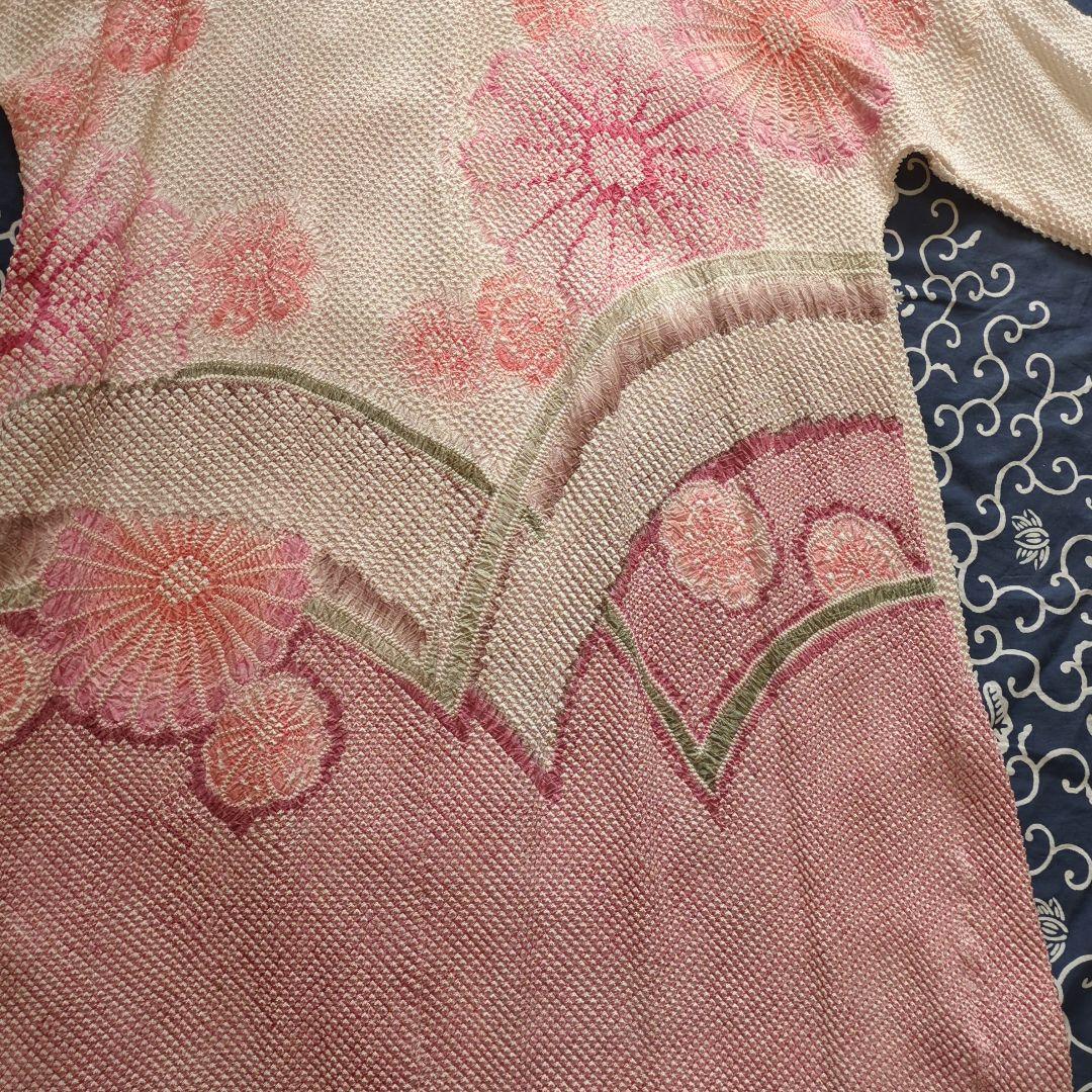 着物リメイク、ハンドメイド、ワンピース、絞り、正絹