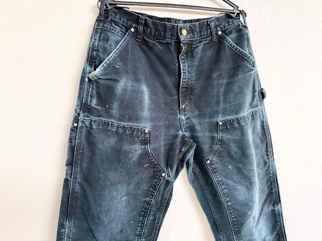 超超 33X34 W33 カーハート ダブルニー パンツ ブラック 黒L Carhartt