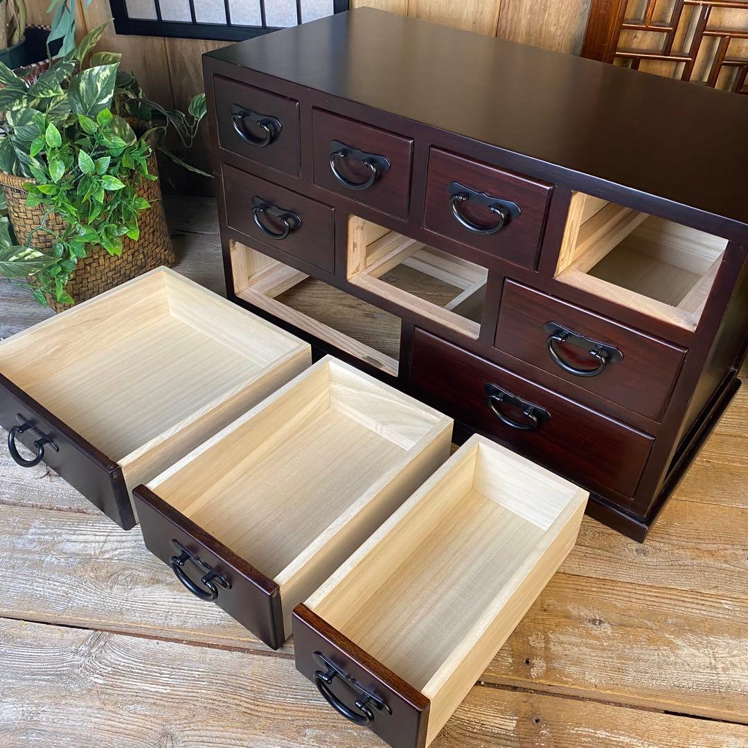 大幅 げ 民芸家具桐材多引き出しチェストタンスC70㎝×41㎝木製収納 MARWIL-DEMENAGEMENTS_CH