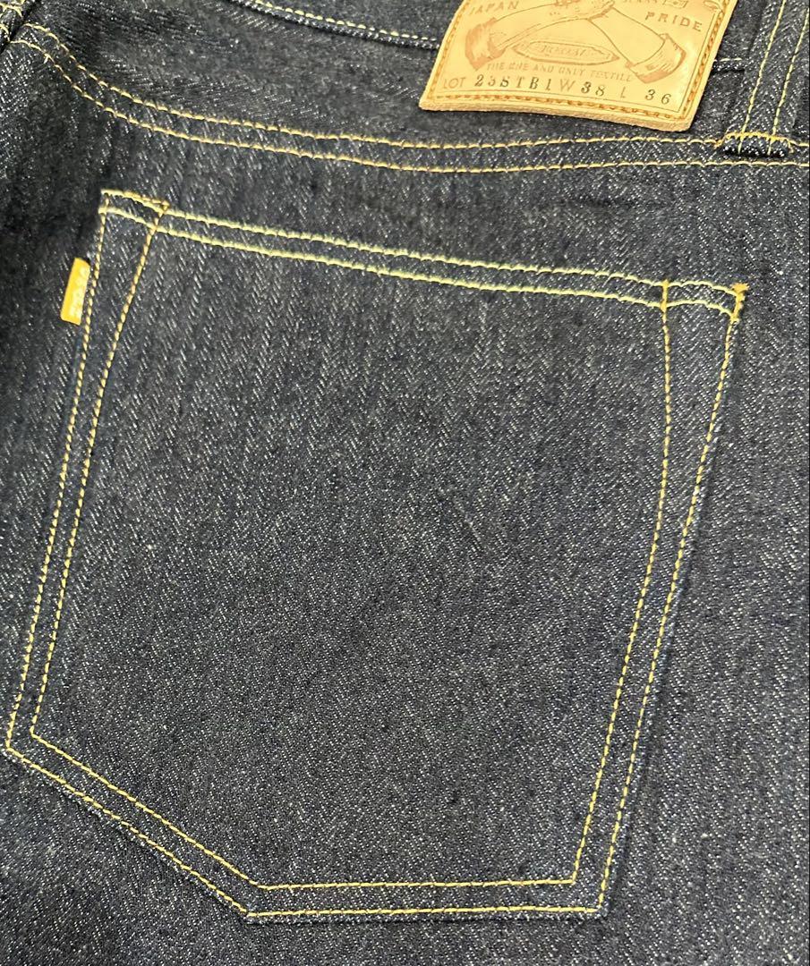 16oz　へリンボーン　ストレートジーンズ38