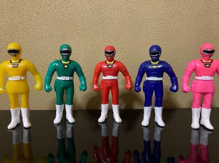 『2年保証』 激走戦隊 カーレンジャー 当時物 食玩ソフビ 5体セット 激走戦隊カーレンジャー