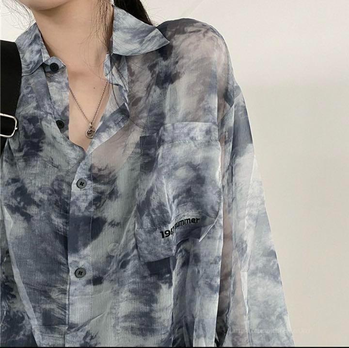 ☆新品商品☆人気の商品!ダイダイ柄シースルーシャツ サイズL - メルカリ ☆新品商品☆人気の商品!ダイダイ柄シースルーシャツ サイズL - メルカリ