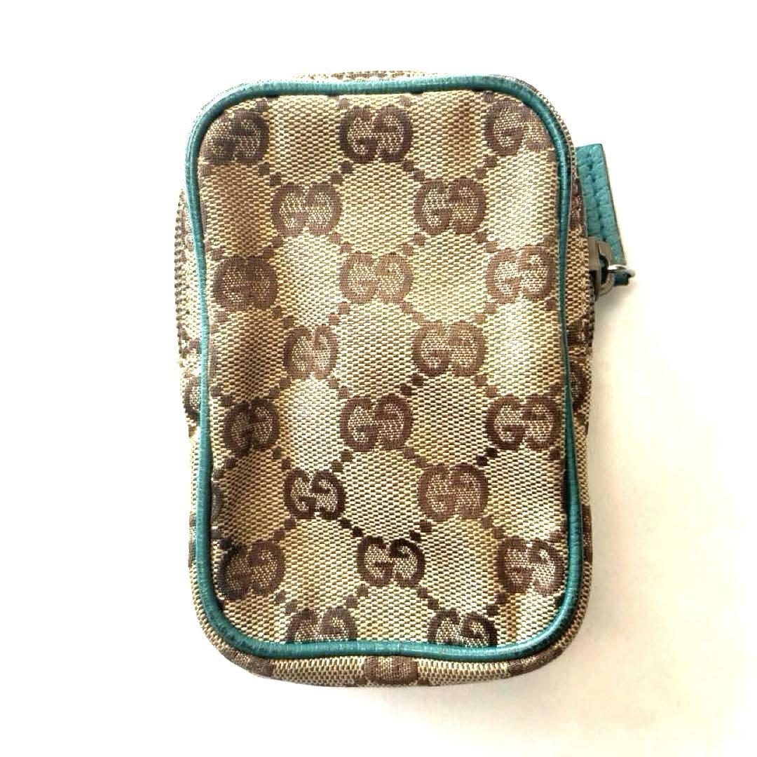 GUCCI グッチ　ポーチ　シガレットケース　キャンバス　レザー　GG柄