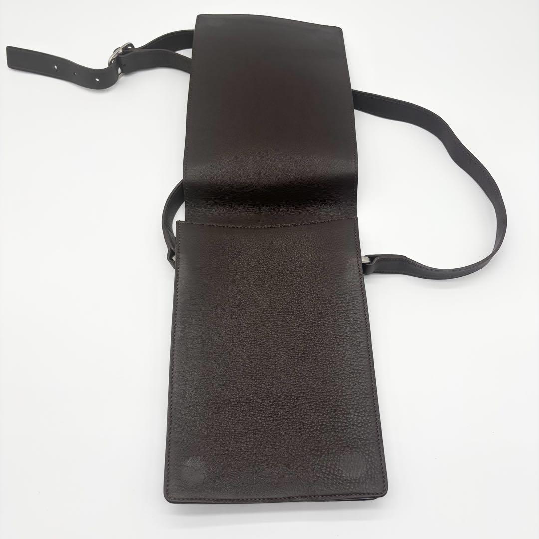 【未使用】Dunhill ダンヒル レザー ショルダーバッグ ブラウン dunhillダンヒル ダークブラウン レザーショルダーバッグ