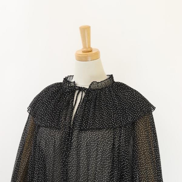 B6538□美品□IENA イエナ シアー ドット柄 フリル ブラウス