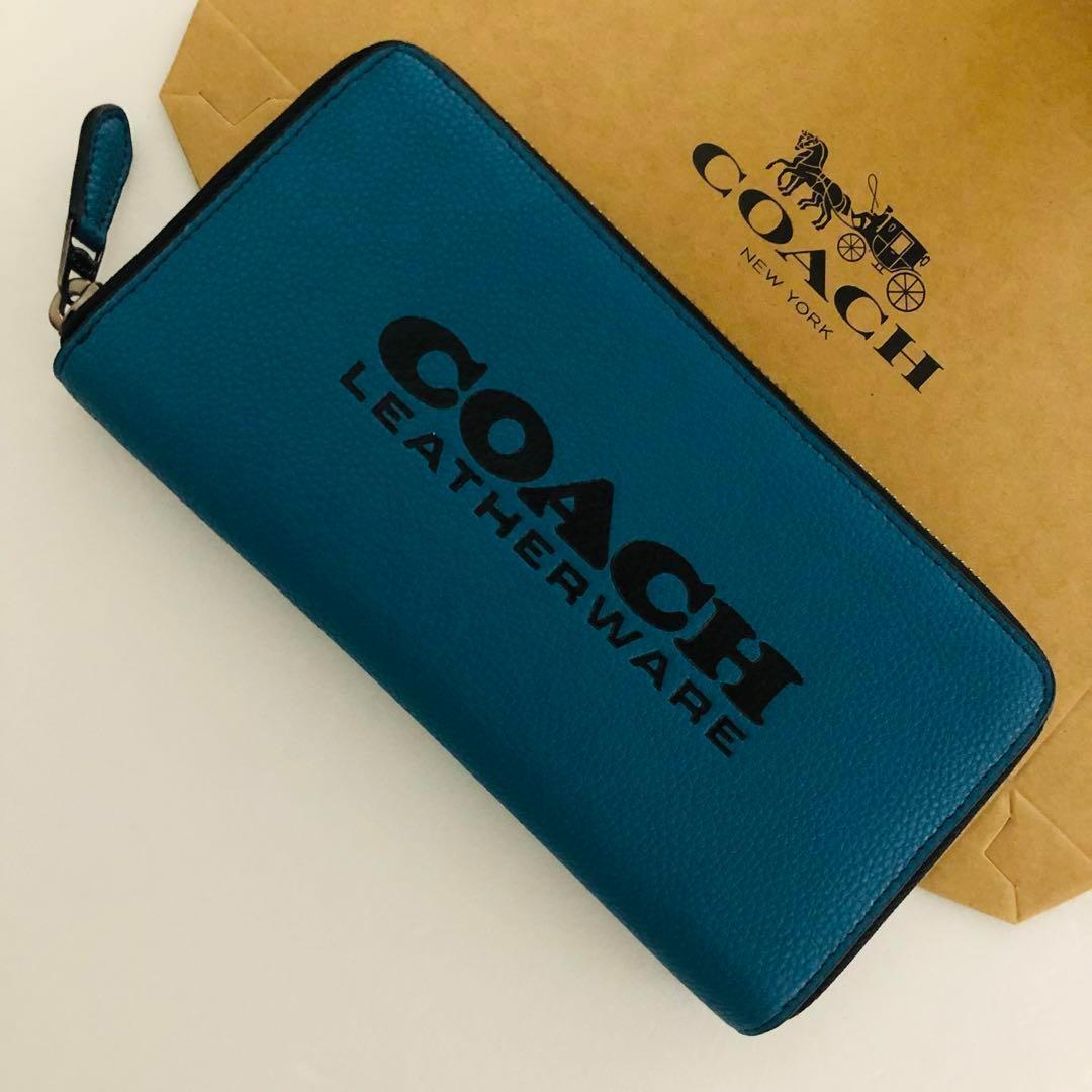 COACHコーチ長財布レディースのブルー色おすすめ新品財布