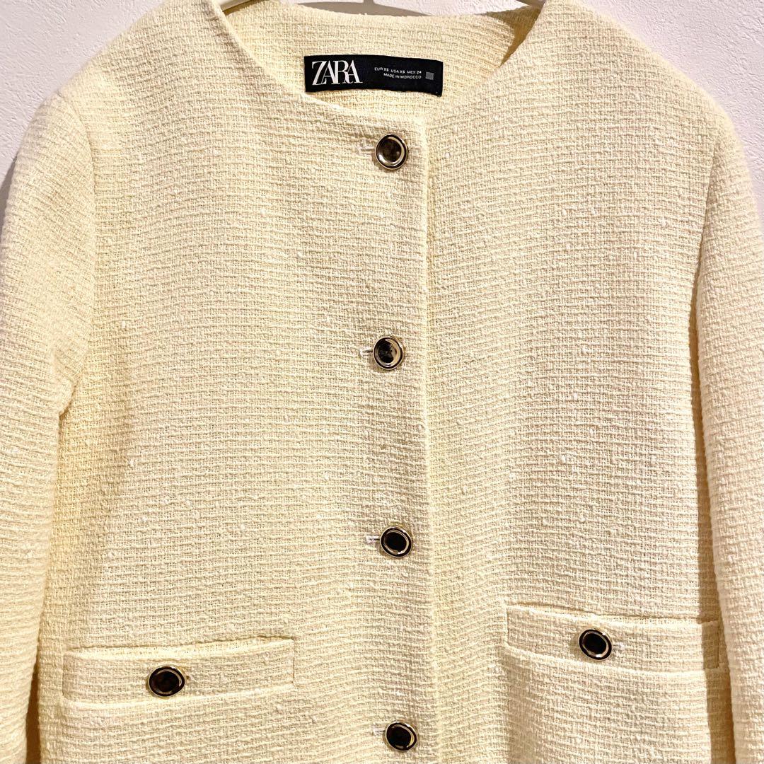 ZARA テクスチャー ラウンドネック ブレザー