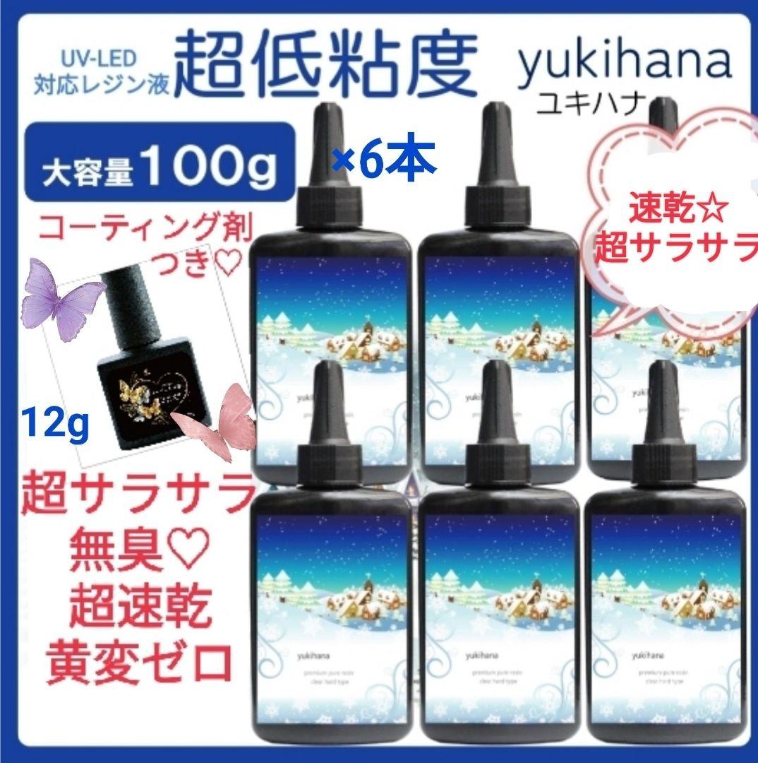 レジン液 速乾!!無臭&永久クリア✨ユキハナ6本大人気コーティング剤つき