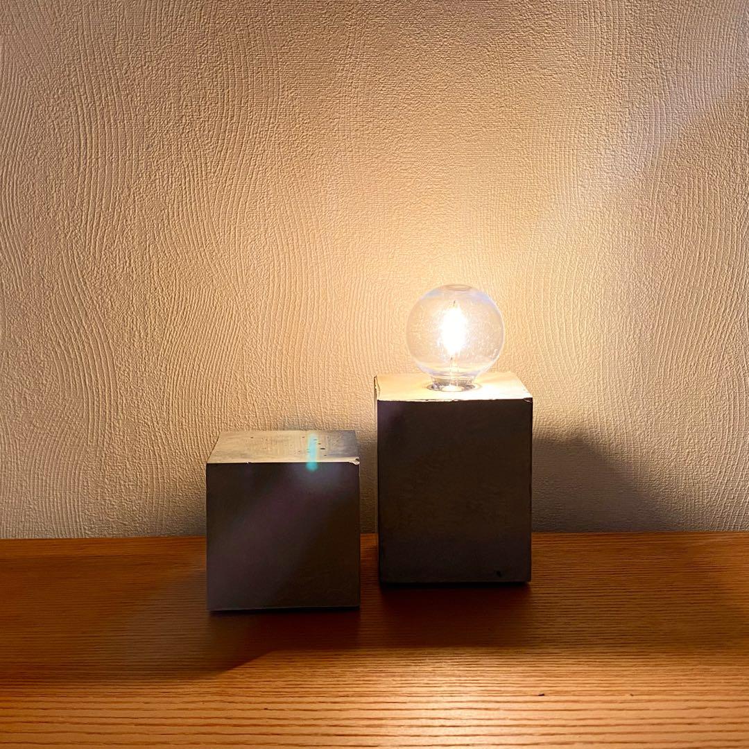 ミニブロック1個&テーブルランプ2個set☆コンクリートアート。商品ID:U3 ブロックランプ ミニ(クリア ミニ)：ホーム