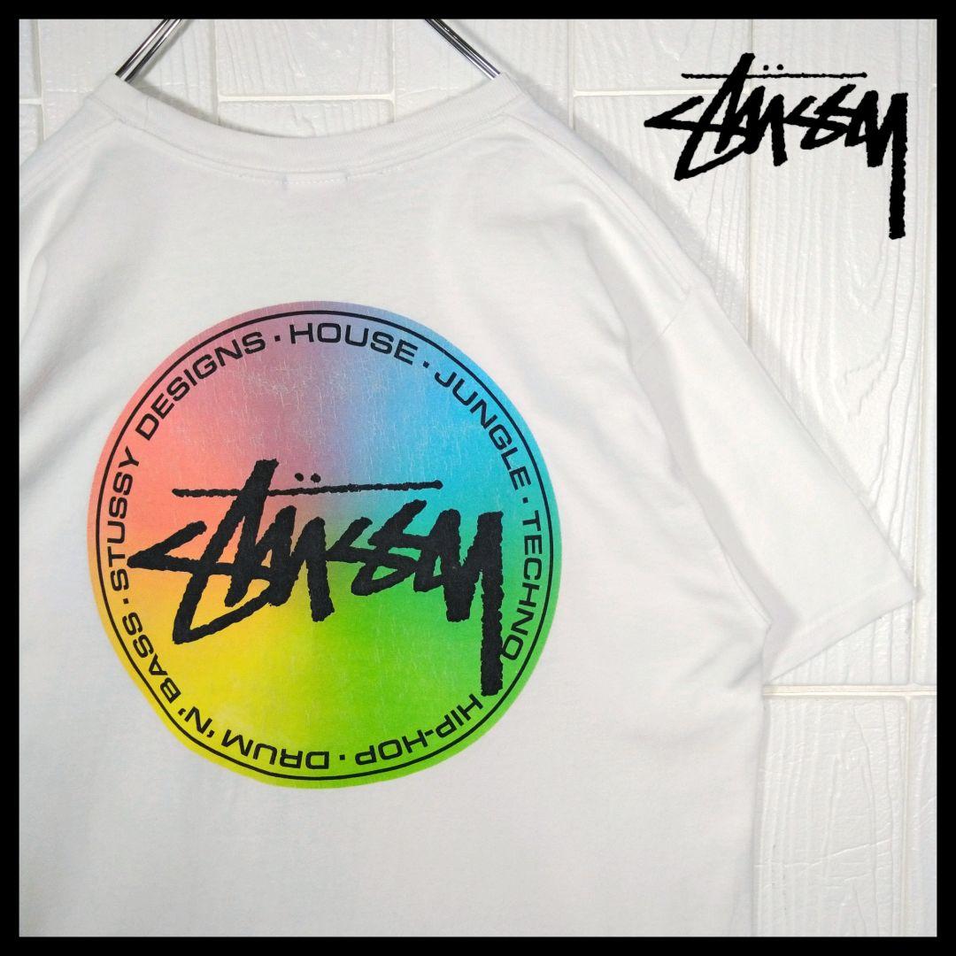 【STUSSY】カラフルサークルロゴ　Tシャツ　白